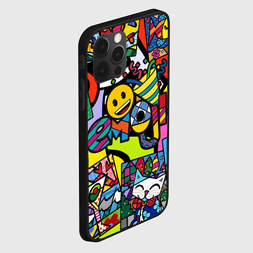 Чехол iPhone 12 Pro Romero Britto - emoji / 3D-Черный – фото 2
