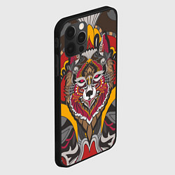 Чехол для iPhone 12 Pro Этника Волк Узоры, цвет: 3D-черный — фото 2