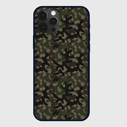 Чехол для iPhone 12 Pro Лесной Охотничий Камуфляж, цвет: 3D-черный