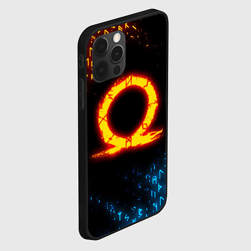 Чехол iPhone 12 Pro GOD OF WAR CRATOS FIRE SYMBOL RUNE / 3D-Черный – фото 2