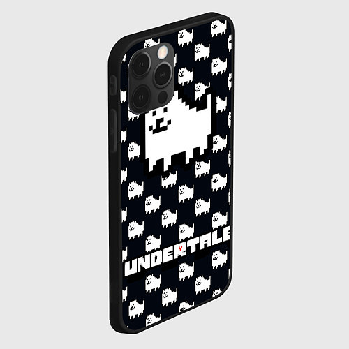 Чехол iPhone 12 Pro UNDERTALE DOG AND LOGO УНДЕРТАЛЕ / 3D-Черный – фото 2