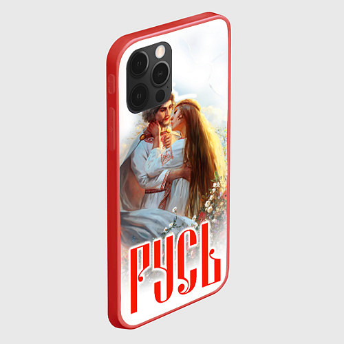 Чехол iPhone 12 Pro РУСЬ - семейная пара / 3D-Красный – фото 2