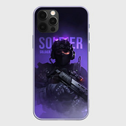 Чехол для iPhone 12 Pro Military soldier, цвет: 3D-светло-сиреневый