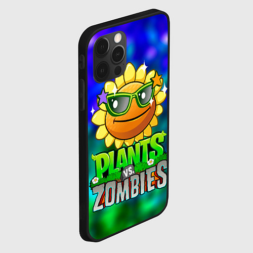 Чехол iPhone 12 Pro Plants vs Zombies подсолнух / 3D-Черный – фото 2