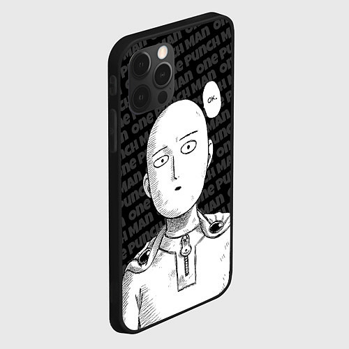 Чехол iPhone 12 Pro One Punch Man - Сайтама Ванпанчмен / 3D-Черный – фото 2