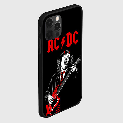 Чехол iPhone 12 Pro AC DC Ангус Янг гитарист / 3D-Черный – фото 2