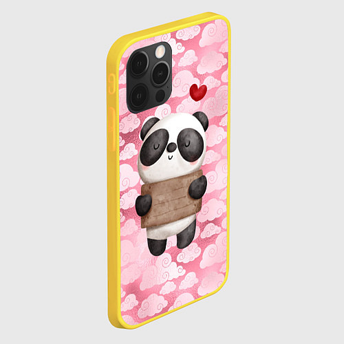 Чехол iPhone 12 Pro Панда с сердечком love / 3D-Желтый – фото 2