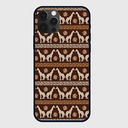 Чехол для iPhone 12 Pro Жирафы Африка паттерн, цвет: 3D-черный