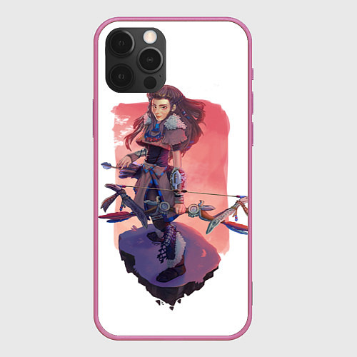 Чехол iPhone 12 Pro Aloy Forbidden West / 3D-Малиновый – фото 1