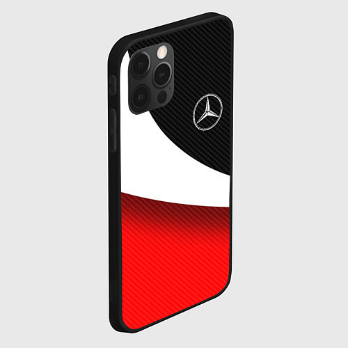 Чехол iPhone 12 Pro MERCEDES BENZ КАРБОН И КРАСНАЯ ВОЛНА / 3D-Черный – фото 2