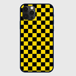 Чехол для iPhone 12 Pro Такси Шахматные Клетки, цвет: 3D-черный