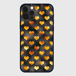 Чехол для iPhone 12 Pro Сердечки Gold and Black, цвет: 3D-черный