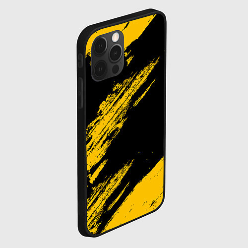 Чехол iPhone 12 Pro BLACK AND YELLOW GRUNGE ГРАНЖ / 3D-Черный – фото 2