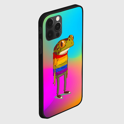 Чехол iPhone 12 Pro Радужная лягушка Rainbow Frog / 3D-Черный – фото 2