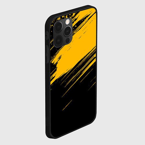 Чехол iPhone 12 Pro Black and yellow grunge / 3D-Черный – фото 2