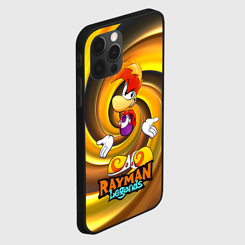 Чехол iPhone 12 Pro Rayman Legends на фоне желтой спирали / 3D-Черный – фото 2