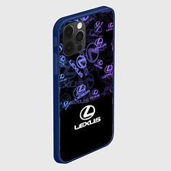 Чехол для iPhone 12 Pro LEXUS LOGO NEON PATTERN, цвет: 3D-тёмно-синий — фото 2