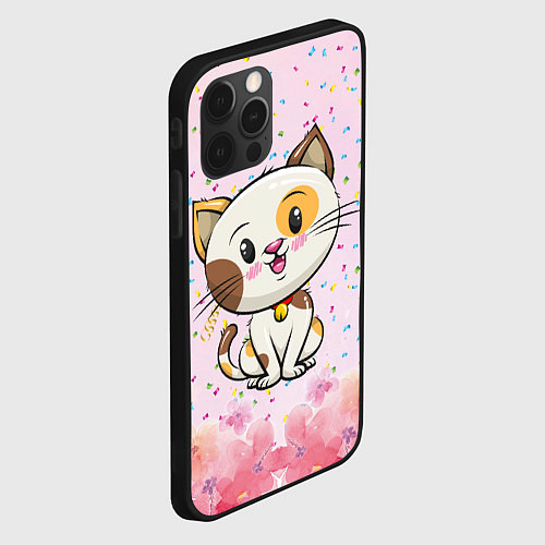 Чехол iPhone 12 Pro Милый пятнистый котик / 3D-Черный – фото 2
