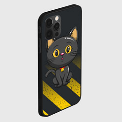 Чехол для iPhone 12 Pro Черный кот желтые полосы, цвет: 3D-черный — фото 2