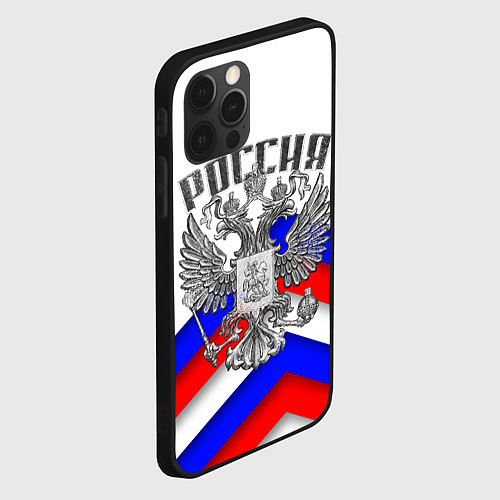 Чехол iPhone 12 Pro ГЕРБ РОССИИ КАМЕНЬ БЕЛЫЙ / 3D-Черный – фото 2