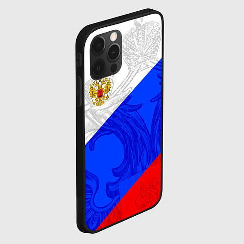 Чехол iPhone 12 Pro Российский герб: триколор / 3D-Черный – фото 2