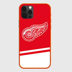 Чехол для iPhone 12 Pro Detroit Red Wings, Детройт Ред Уингз Диагональные, цвет: 3D-красный
