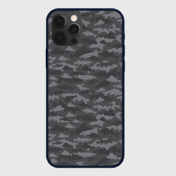 Чехол для iPhone 12 Pro Тёмно-Серый Камуфляж Рыбака, цвет: 3D-черный