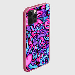 Чехол для iPhone 12 Pro Acid graffiti with skulls, цвет: 3D-малиновый — фото 2