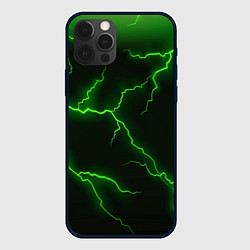 Чехол для iPhone 12 Pro Разряд молнии: Green, цвет: 3D-черный
