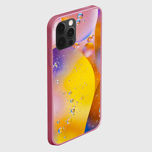 Чехол iPhone 12 Pro Градиент Яркие Пузыри / 3D-Малиновый – фото 2