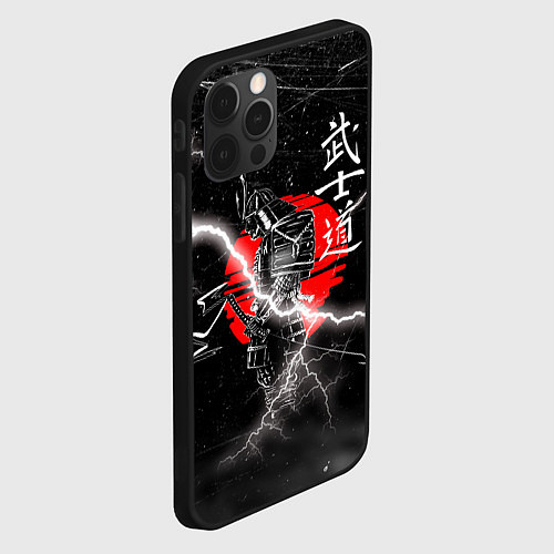 Чехол iPhone 12 Pro Самурай Бусидо Иероглифы Samurai Lightning / 3D-Черный – фото 2