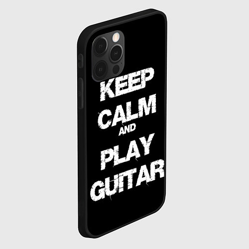 Чехол iPhone 12 Pro KEEP CALM AND PLAY GUITAR / 3D-Черный – фото 2