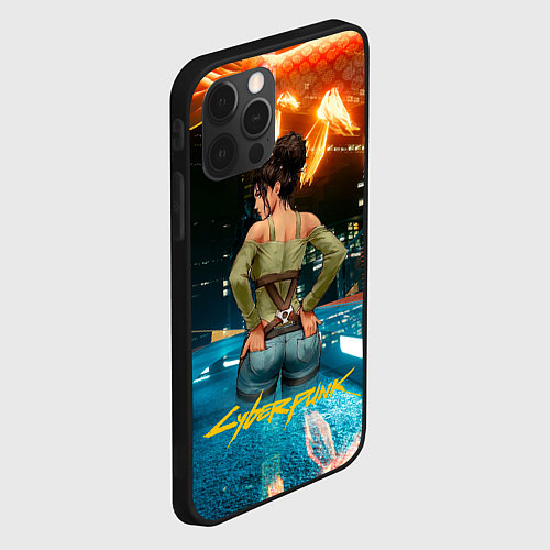 Чехол iPhone 12 Pro Panam сзади Cyberpunk2077 / 3D-Черный – фото 2