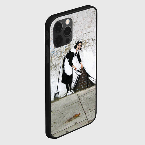 Чехол iPhone 12 Pro Banksy - Бэнкси уборщица / 3D-Черный – фото 2