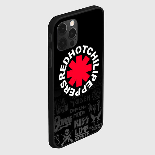 Чехол iPhone 12 Pro Red Hot Chili Peppers Логотипы рок групп / 3D-Черный – фото 2