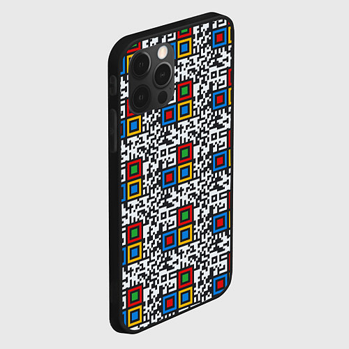 Чехол iPhone 12 Pro QR код - паттерн / 3D-Черный – фото 2