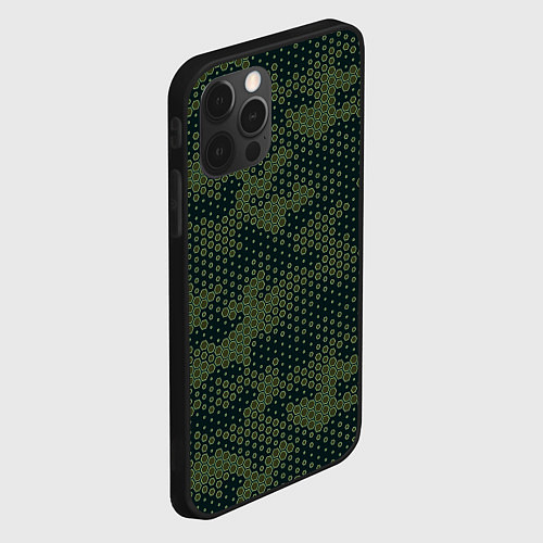 Чехол iPhone 12 Pro Абстрактный геометрический зеленый камуфляж / 3D-Черный – фото 2
