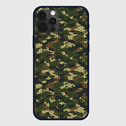 Чехол для iPhone 12 Pro Камуфляж лесной с высокотехнологичной гексагональн, цвет: 3D-черный