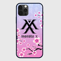 Чехол для iPhone 12 Pro MONSTA X САКУРА ЦВЕТЫ, цвет: 3D-черный