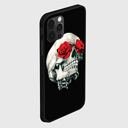 Чехол для iPhone 12 Pro Череп Розы, цвет: 3D-черный — фото 2