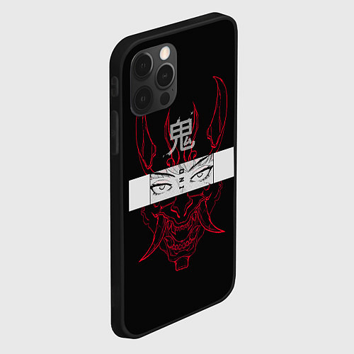 Чехол iPhone 12 Pro Японский демон Oni / 3D-Черный – фото 2