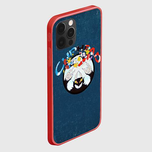 Чехол iPhone 12 Pro Cuphead, Mugman and devil / 3D-Красный – фото 2