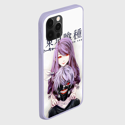 Чехол iPhone 12 Pro Канеки и Ризе Tokyo ghoul / 3D-Светло-сиреневый – фото 2