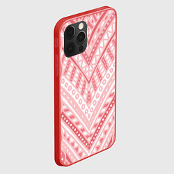 Чехол для iPhone 12 Pro Абстракция в стиле дудл Розовый и белый цвета Лини, цвет: 3D-красный — фото 2