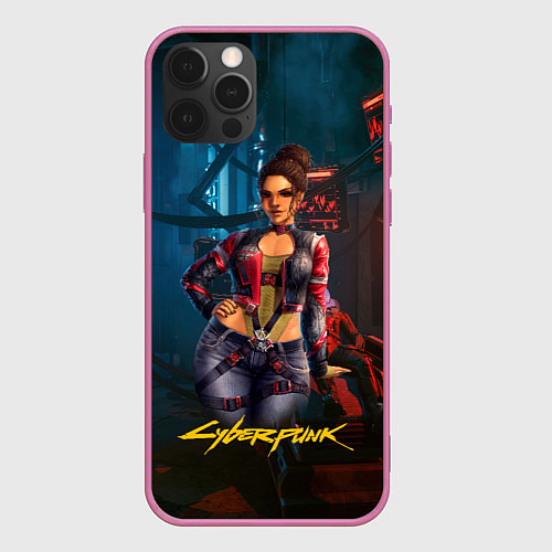 Чехол iPhone 12 Pro Panam sexy cyberpunk2077 18 / 3D-Малиновый – фото 1