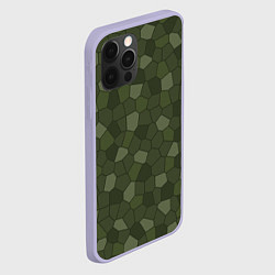 Чехол для iPhone 12 Pro Камуфляжная мозаика - Хаки, цвет: 3D-светло-сиреневый — фото 2