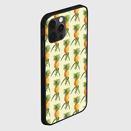 Чехол iPhone 12 Pro Побеги ананасов / 3D-Черный – фото 2