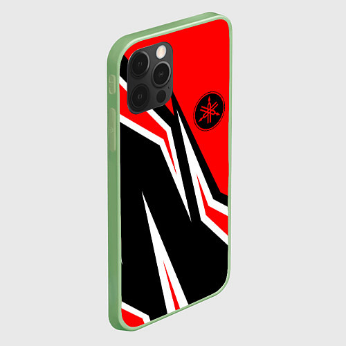 Чехол iPhone 12 Pro ЯМАХА - YAMAHA Красный спортивный / 3D-Салатовый – фото 2