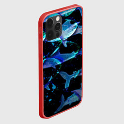 Чехол для iPhone 12 Pro На дне морском Акулы, цвет: 3D-красный — фото 2