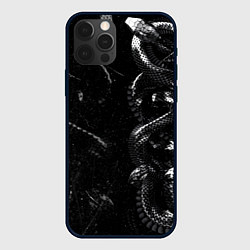 Чехол для iPhone 12 Pro Змеиный Паттерн Snake Black, цвет: 3D-черный